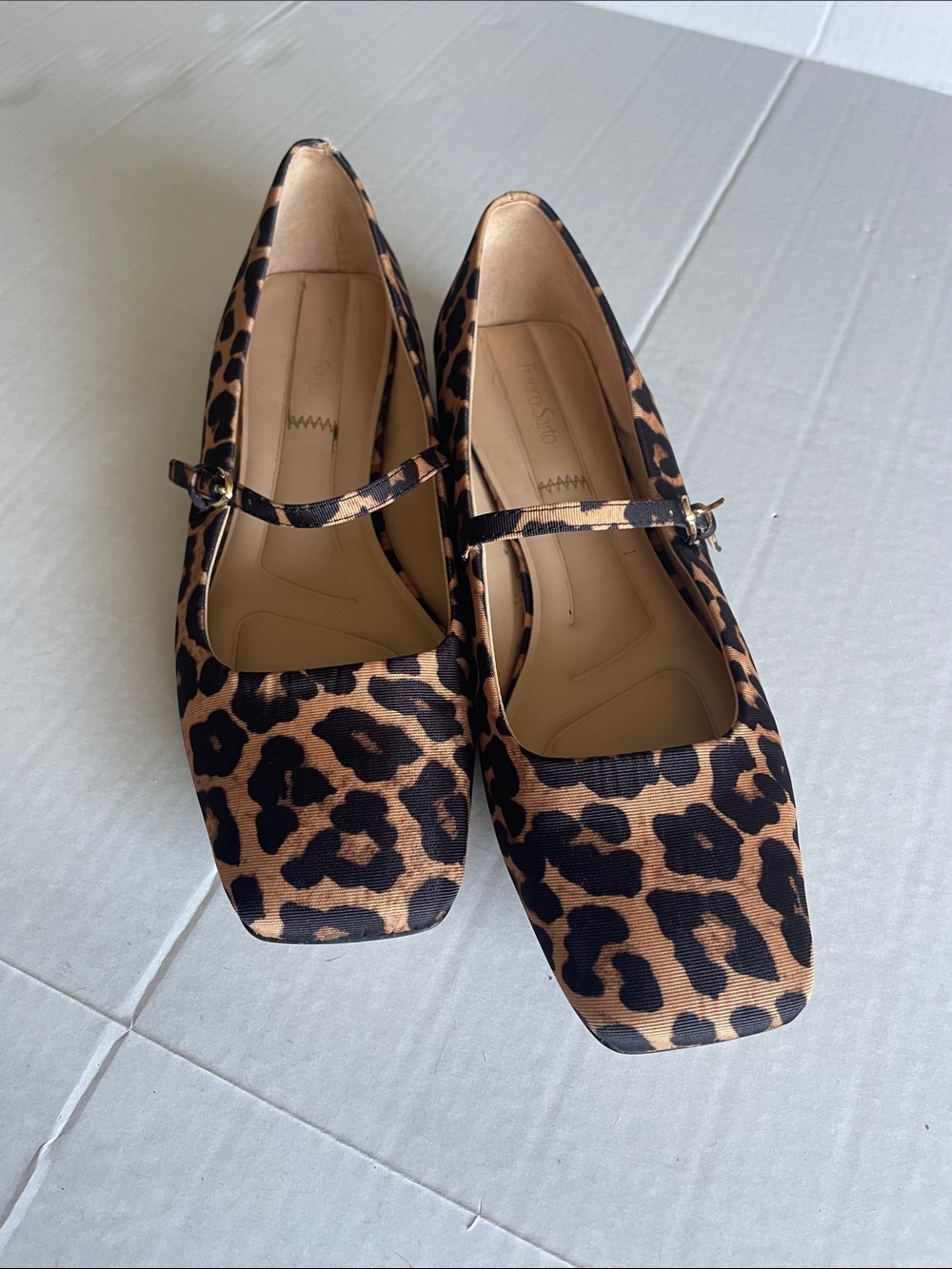 Franco Sarto women’s Leopard Print Mary Jane Flats - Brown & Black Size 10